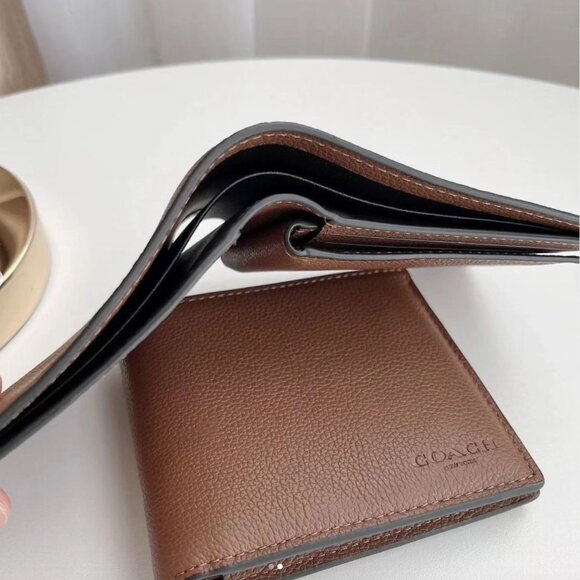NWT - COACH Men Compact 3 In 1 Wallet -  BESTSELLER - Dark Saddle - Picture 14 of 14